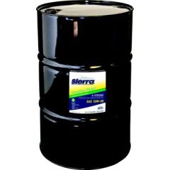 Sierra 94207 10W30 FCW 4Stroke Outboard Oil, 55 Gal. Drum, high-performance oil, marine environment, corrosion protection, low temperature viscosity, engine longevity, API SJ, NMMA FC-W® certifications, Sierra brand, outboard motor.