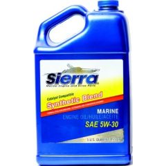 Sierra 95554 Semi-Synthetic Engine Oil, 5W-30, 5 Qt., 4/case, ultimate choice, premium base stocks, industry-leading additives, FC-W Catalyst, API SM category, Honda, Indmar, Ilmor, PCM engines, enhanced detergent capabilities, friction reduction, extreme