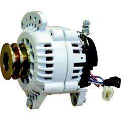 Alternator, Dual Foot, IsoGrd, 6-Series, Voltage Regulators, Cooling Fans, Isolated Ground, Lamp Circuit, Tensioning Crown, White Powdercoat Finish, YP Models, Mercruiser, Volvo Penta, Crusader, GM Gas Engines, Yanmar, Westerbeke, Perkins, Hitachi, Balmar